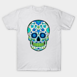 Day of The Dead colorful sugar skull with floral ornament T-Shirt